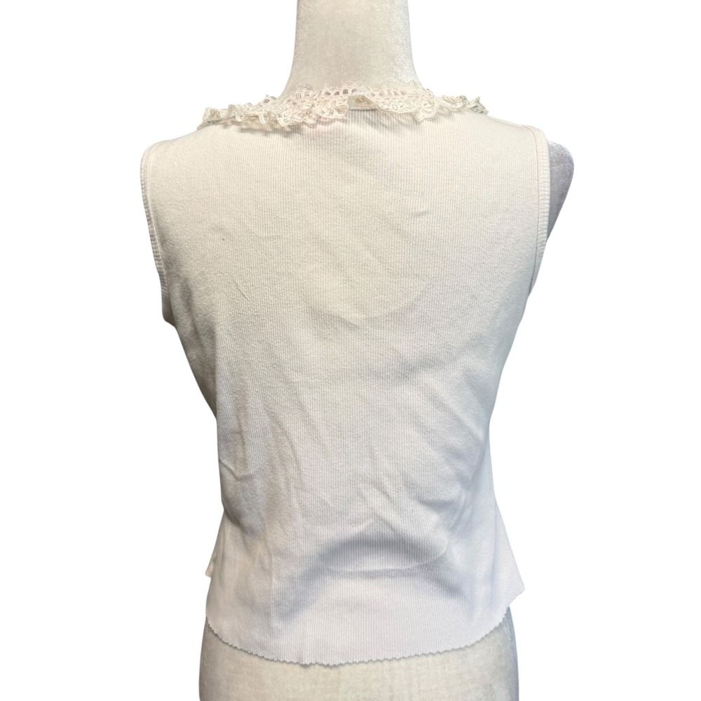 Vtg 90s Y2K Tank Top Womens L Knit Coquette Whimsigoth Fairy Floral Embroidered - Picture 15 of 15